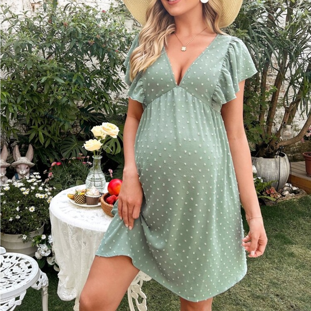 Green Polka Dot Maternity Dress